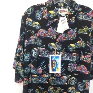 NEW Art Of Eddy Y by Reyn Spooner. Hawaiian Shirt M Motorcycle Chopper Rayon
